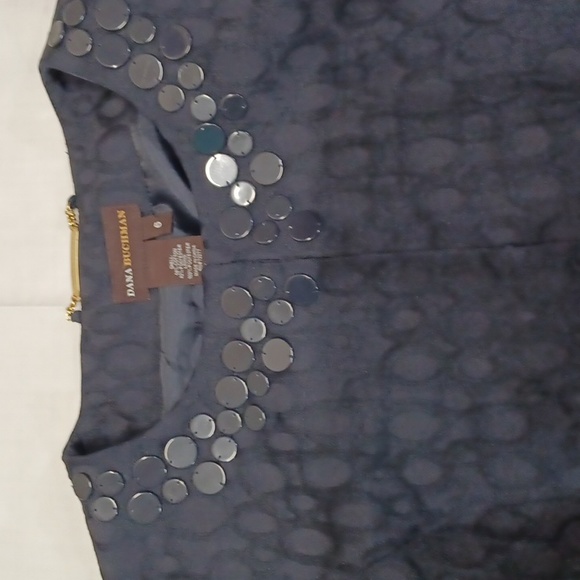 Dana  Buckman Navy Embellished Jacket with Navy‎ Circles Size 6 - Picture 4 of 12